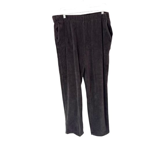 Land's End Pants Plus Gray Corduroy Pull On Stretch Basic Mature Size 1X - Picture 1 of 12